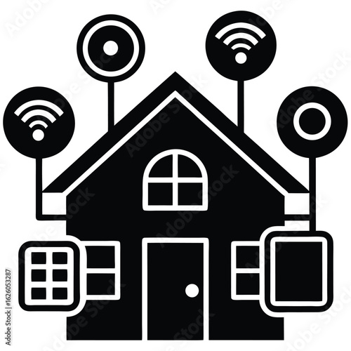 Smart house connected devices wireless signals smart home automation