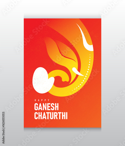 Happy Ganesh Chaturthi Festival Poster Background Design with Creative Lord Ganesha Illustration	