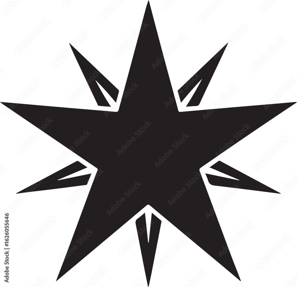 Fototapeta premium Gothic Neo-Tribal Star Icon Set, Minimal Dark Vector Design, Star Silhouette Vector Icon.