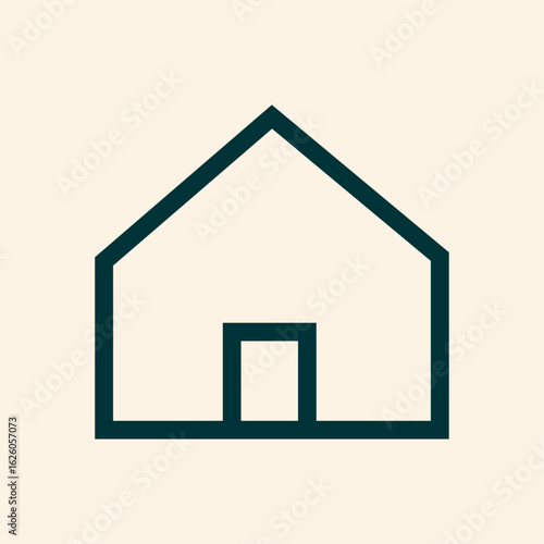 An isolated house icon vector illustration with a roof, window, and door, symbolizing property and real estate