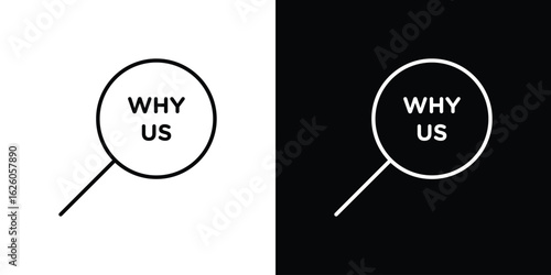 Why us icon symbol, logo illustration. Vector graphics