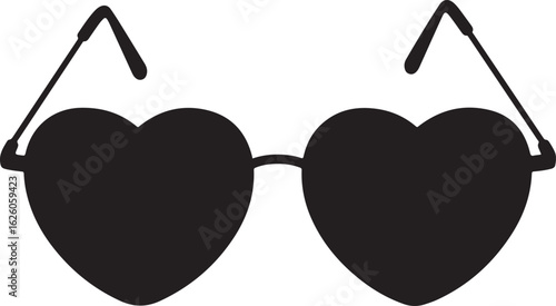 Black silhouette of heart shaped sunglasses on white background fashion accessory