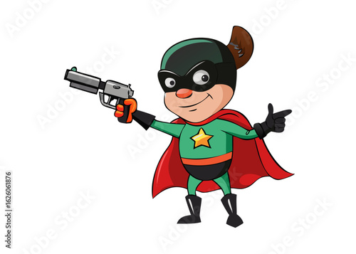 Super hero cartoon gun shot