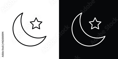 Moon and star icon symbol, logo illustration. Vector graphics
