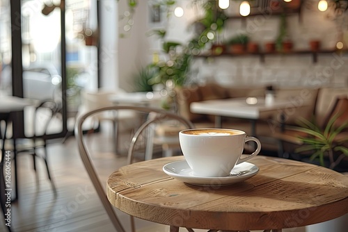 High Definition Picture of Hot Cup of Coffee in Comfortable Cafe