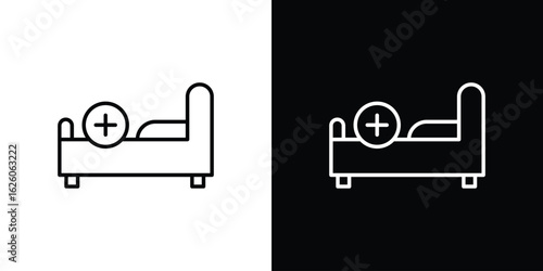 Hospital bed icon symbol, logo illustration. Vector graphics