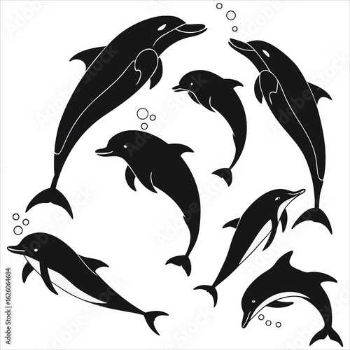  Dolphin vector. Dolphin cartoon sea animal icon. Bottlenose Dolphin. Dolphin peeking out of water. Dolphin Isolated. Dolphin jump out of the water in sea. Dolphins Jumping From The Sea. 