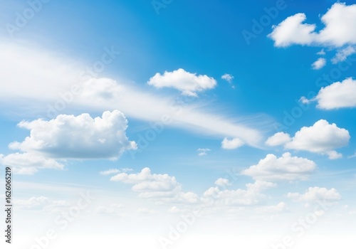 ふんわり雲が浮かぶ晴天の青空

