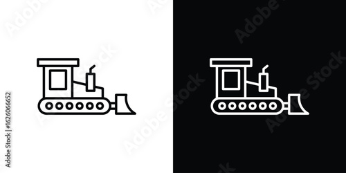 Bulldozer icon symbol, logo illustration. Vector graphics