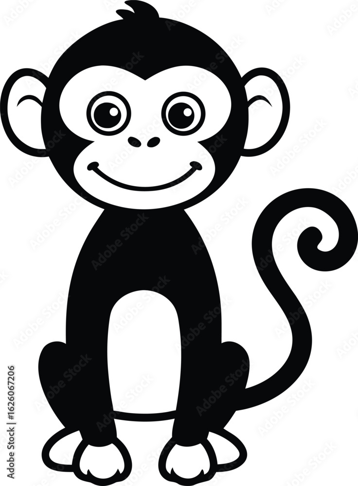 Fototapeta premium Cute Monkey Cartoon Silhouette