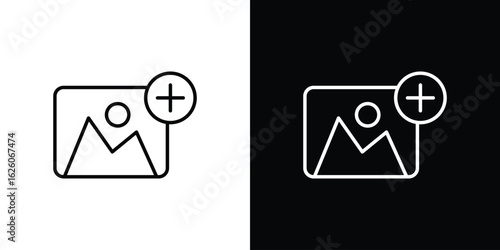 Add photos icon symbol, logo illustration. Vector graphics
