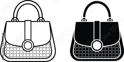 Two stylish handbags one outlined and one solid black