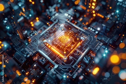 Ultra Hd Picture of Overhead View of Quantum Computing Concepts in Science and Technology