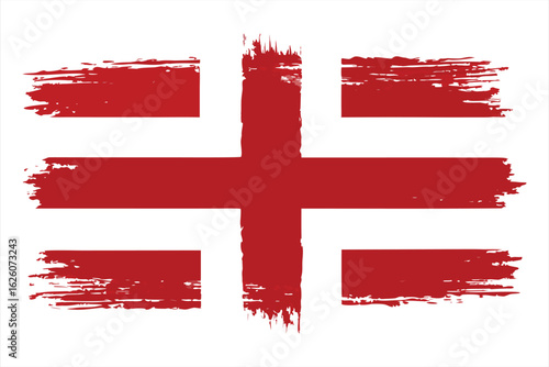 Grunge style england flag with a distressed texture, isolated on white background, representing national pride and heritage with a vintage feel