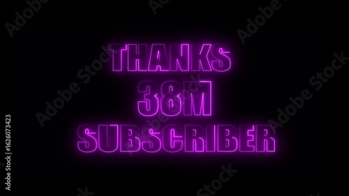 Purple Neon Glow Text Celebrating 38 Million Subscribers on Dark Background thanks