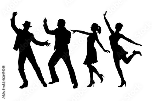 silhouettes of dancing people