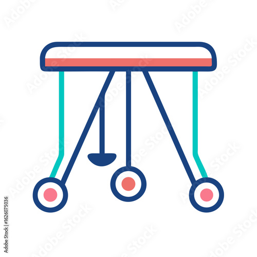 Gymnastics balance beam in colorful flat design illustration  
