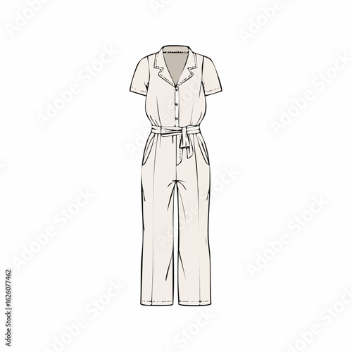 sketch of a girls  jump suit
