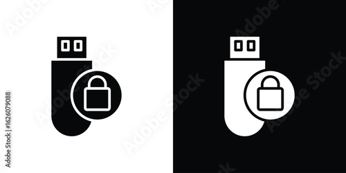 Pendrive security icon - Vector. Flat design style eps 10