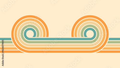 Abstract background of rainbow groovy Wavy Line design in 1970s Hippie Retro style. Vector pattern ready to use for cloth, textile, wrap and other.