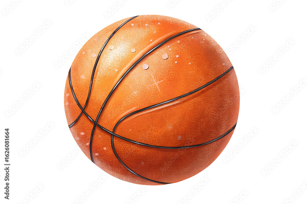 Fototapeta premium Close up of a wet basketball isolated on transparent background