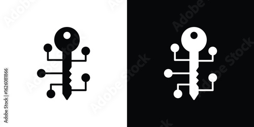 Digital key icon - Vector. Flat design style eps 10