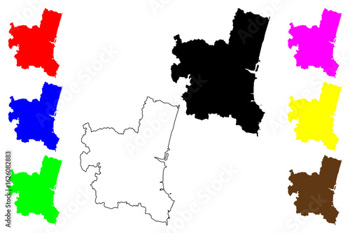 Bild auf Leinwand Miyazaki city (Japan, Nihon-koku or Nippon-koku, Kyushu region) map vector illus