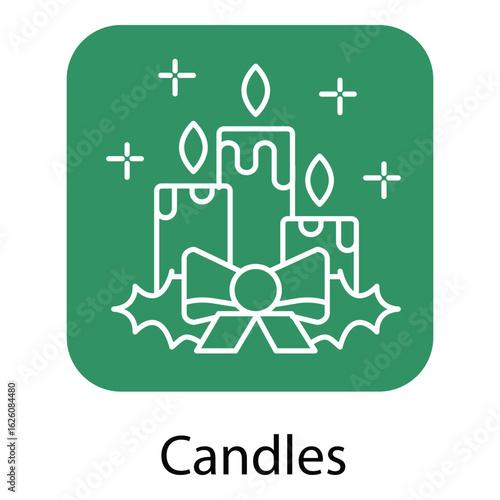 Decorative Candles Vector Icon Illustration with Flame and Festive Celebration Theme