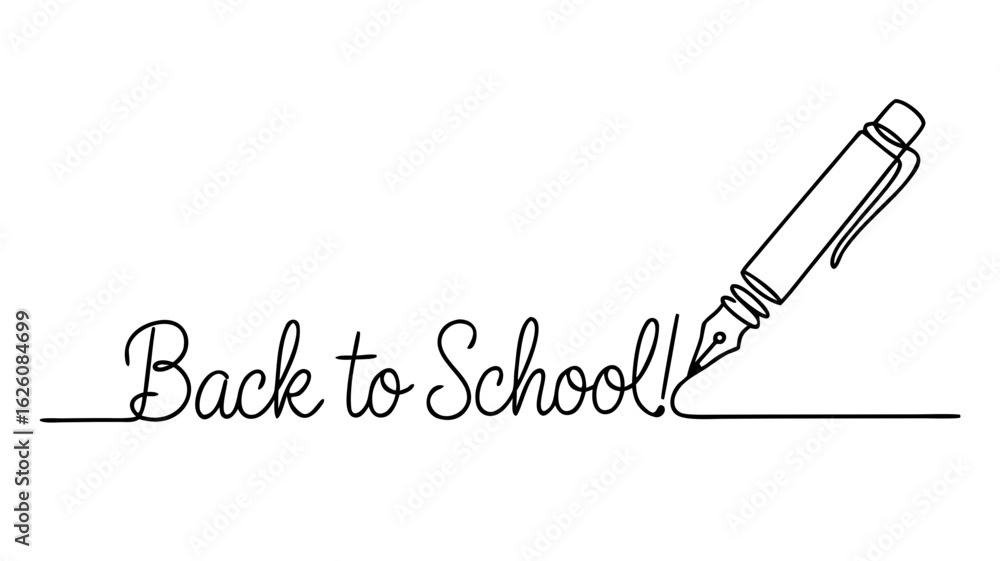 Naklejka premium Back to school text with fountain pen – illustration on white background 