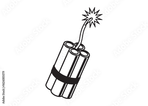 Dynamite Icon with Burning Wick in Bold Vector Style for Danger and Explosion Concepts.