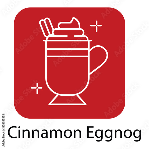 Christmas Cinnamon Eggnog Drink Vector with Festive Winter Holiday Elements