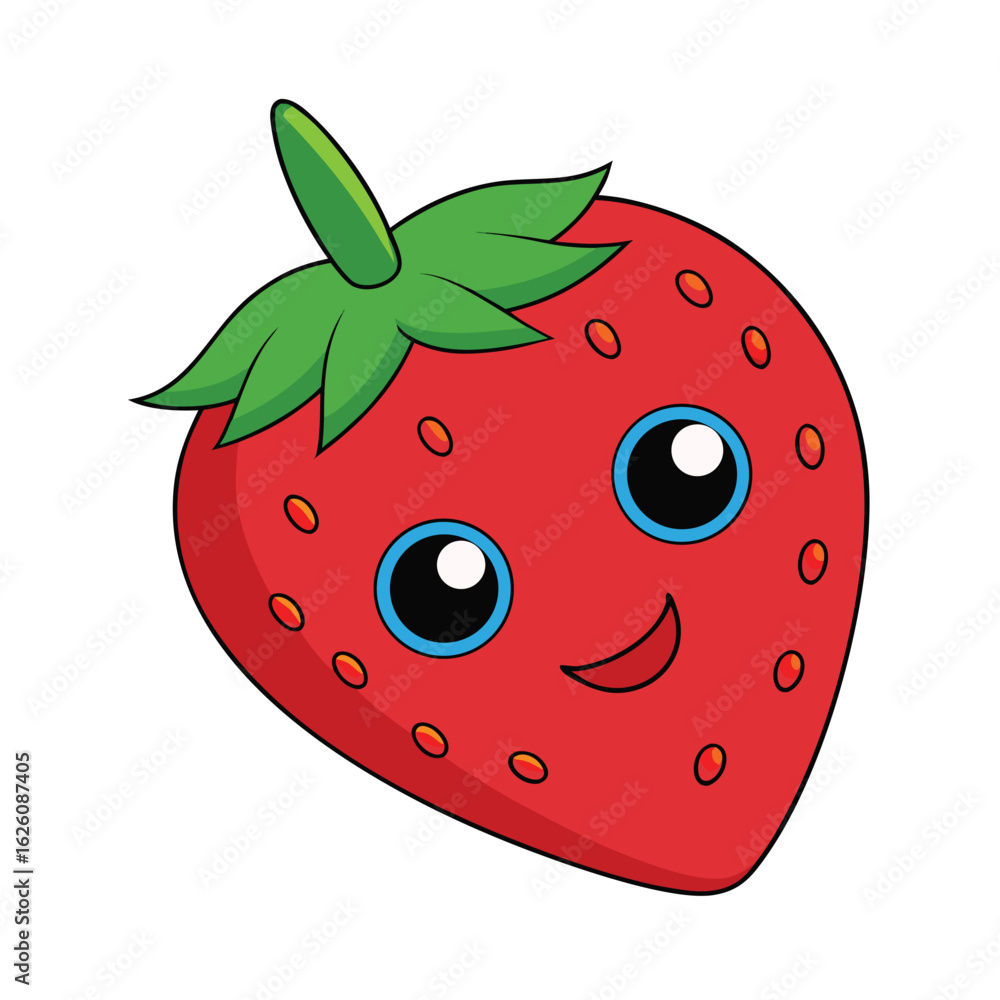 Obraz premium A collection of adorable cartoon illustrations featuring smiling strawberries