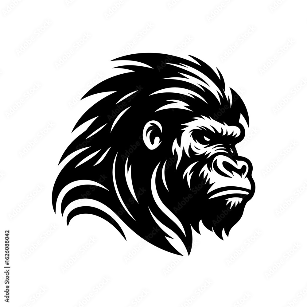 Obraz premium Fierce Black Gorilla Head Logo Design.