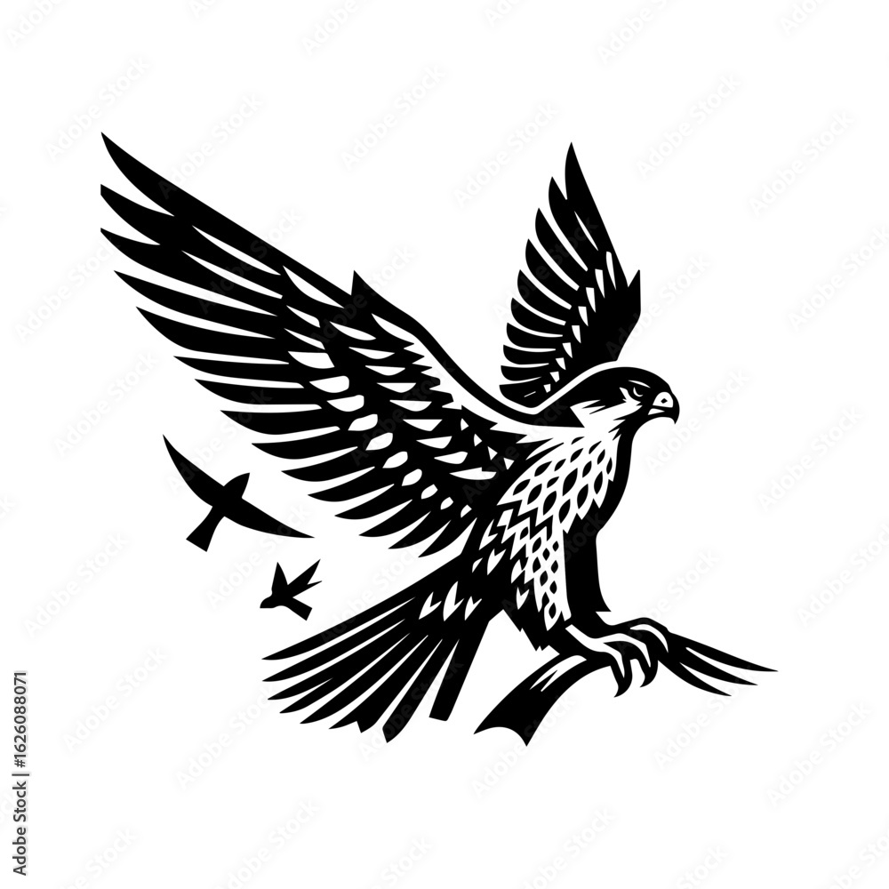 Fototapeta premium Majestic Falcon Soaring with Prey Birds.