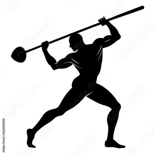 Athlete swinging hammer thrower sport
