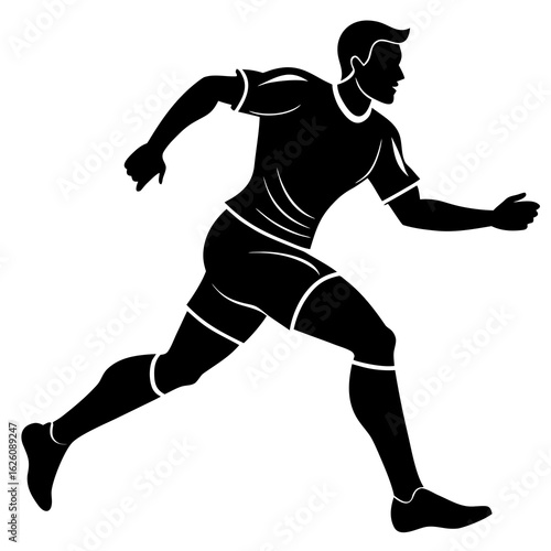 Athletic man running stride black silhouette athlete