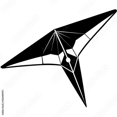 Black hang glider silhouette against white vector