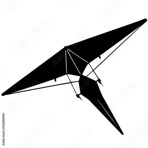 Black hang glider silhouette against white vector