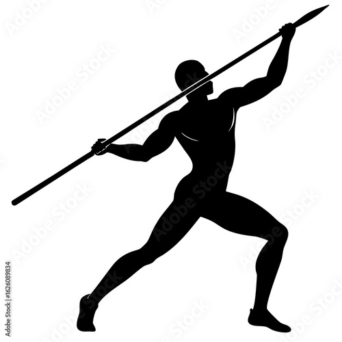 Black silhouette of a javelin thrower vector athlete