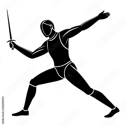 Fencer lunging with sword fencing sport