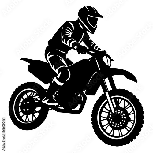 Motocross rider in action black silhouette motorcycle
