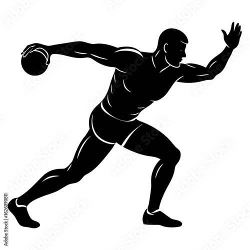 Shot put athlete silhouette black vector