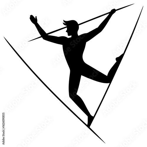 Silhouette of person balancing on tightrope slackline