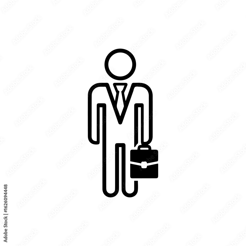 A stylized icon of a businessman in a suit carrying a briefcase A stylized icon of a businessman in a suit carrying a briefcase