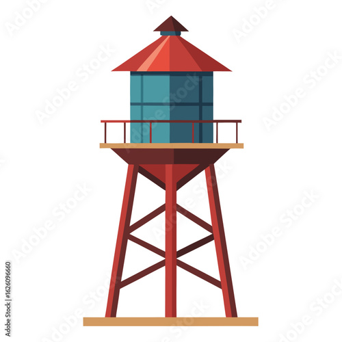 a classic water tower with a distinctive design, no background vector file.