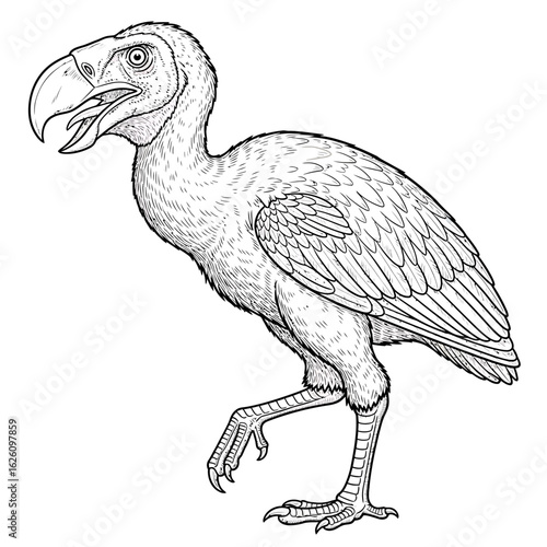 Prehistoric Terror Bird Coloring Illustration
