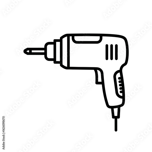 Electric drill power tool line icon.