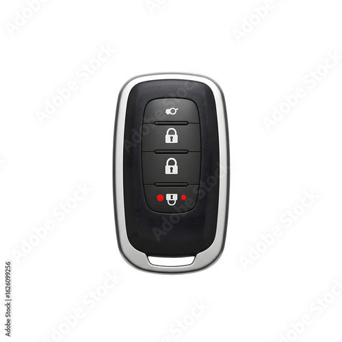 Car Key Fob Remote, Silver Trim on Transparent Background