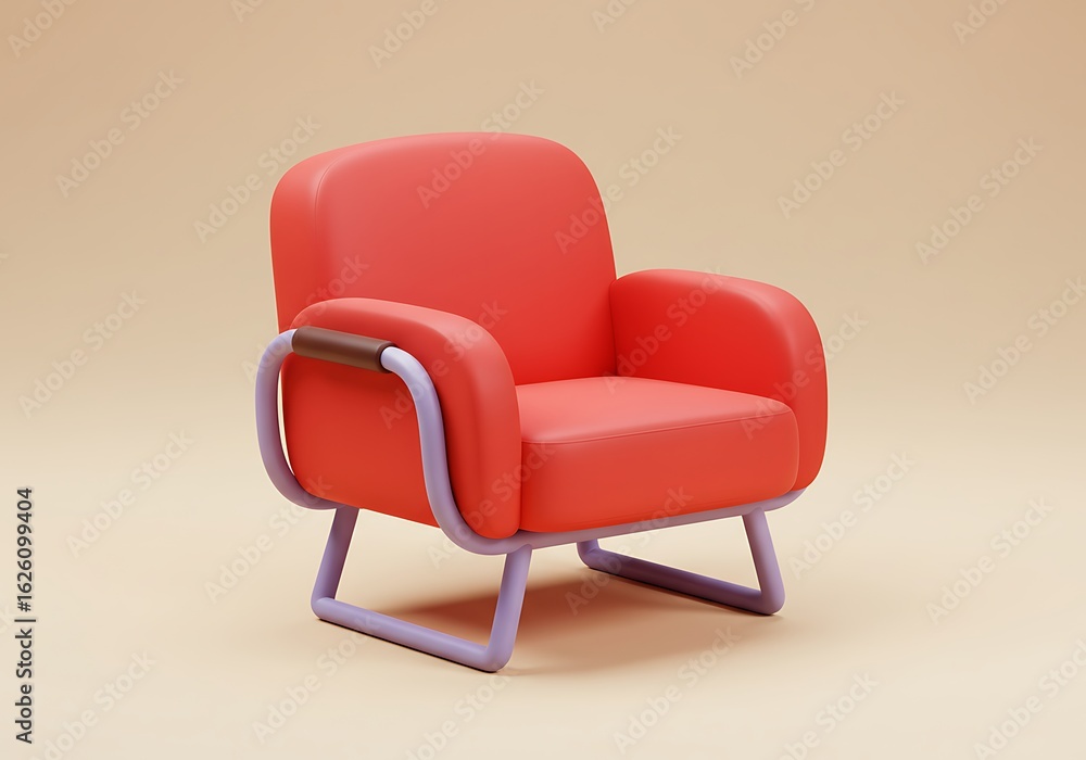 Naklejka premium red chair 3d illustration