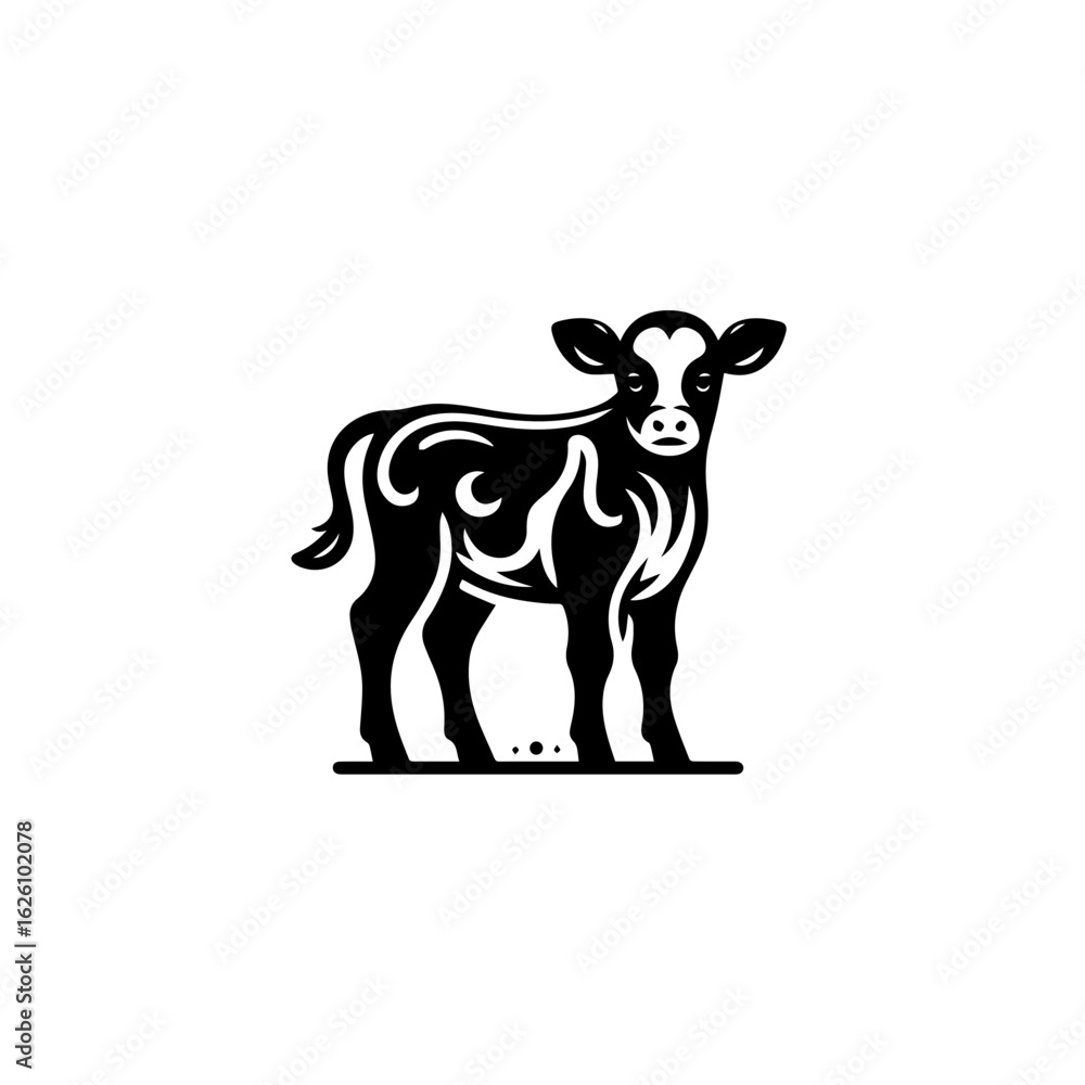 Fototapeta premium Stylized Black and White Calf Silhouette.